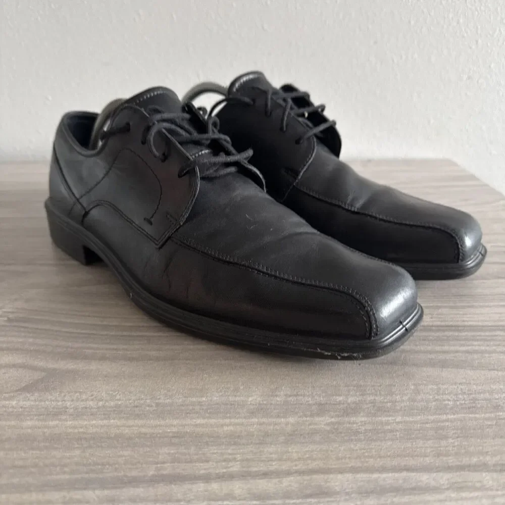 Ecco Austin Men Dress Shoes Black Size 43 US 9 Leather Oxford Square Toe Lace Up